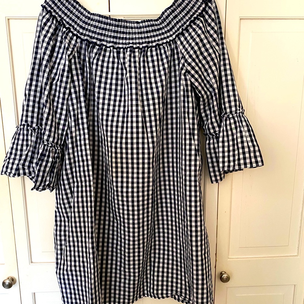 Gingham Off Shoulder Dress